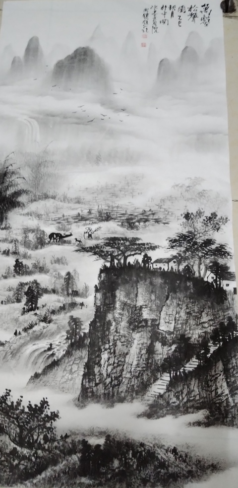 古玩字畫杜成鎖 萬壑松聲圖真品鑒賞圖