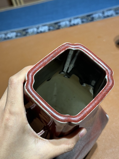 古玩陶瓷清光緒窯變釉貫耳瓶真品鑒賞圖