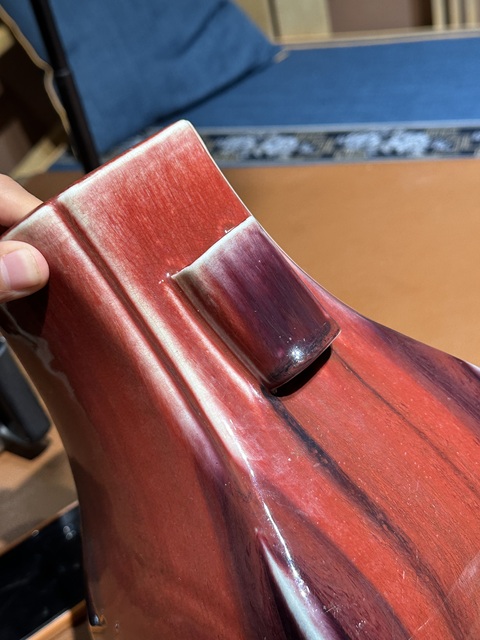 古玩陶瓷清光緒窯變釉貫耳瓶真品鑒賞圖