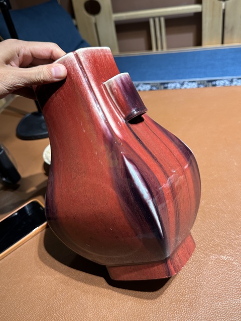 古玩陶瓷清光緒窯變釉貫耳瓶真品鑒賞圖