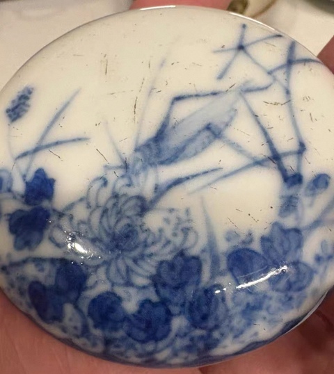 古玩陶瓷一鳴驚人青花印泥盒真品鑒賞圖