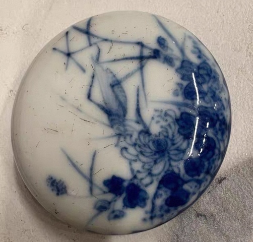 古玩陶瓷一鳴驚人青花印泥盒真品鑒賞圖