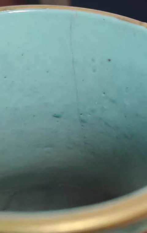 古玩陶瓷民國古銅釉粉彩雕瓷人物故事圖尊真品鑒賞圖