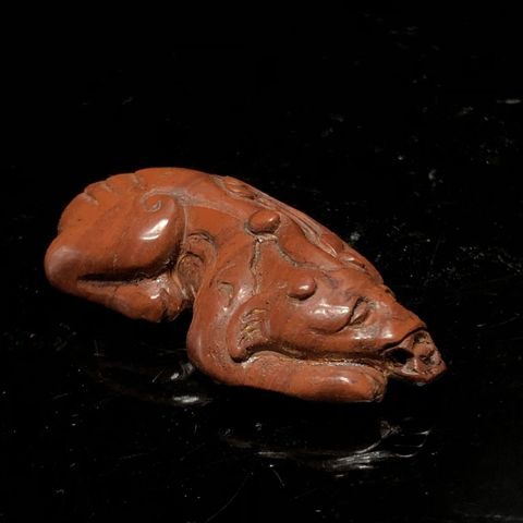 古玩玉器瑪瑙雕“瑞獸把件”真品鑒賞圖