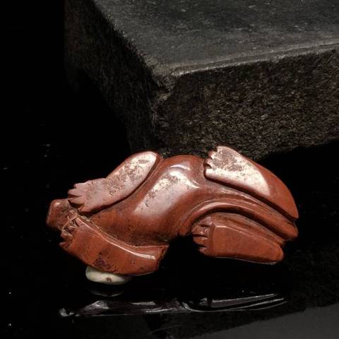 古玩玉器瑪瑙雕“瑞獸把件”真品鑒賞圖