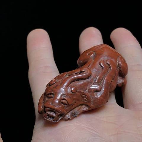 古玩玉器瑪瑙雕“瑞獸把件”真品鑒賞圖