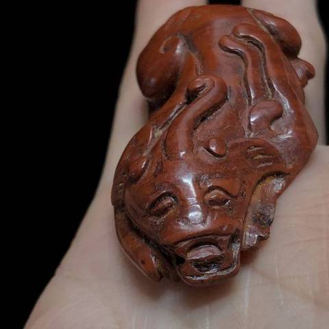 古玩玉器瑪瑙雕“瑞獸把件”真品鑒賞圖