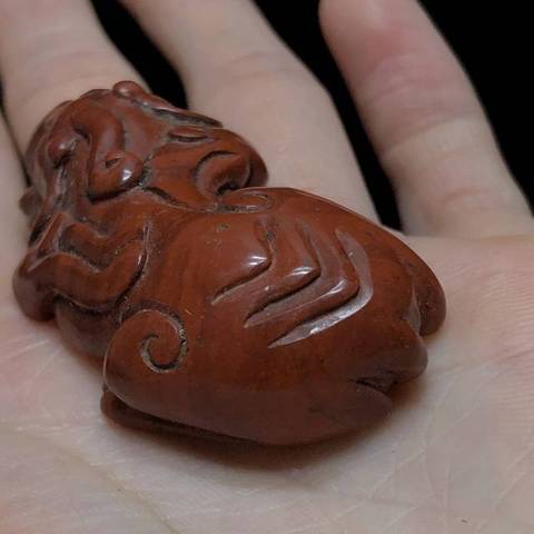 古玩玉器瑪瑙雕“瑞獸把件”真品鑒賞圖