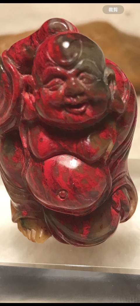 古玩玉器雞血石彌勒佛真品鑒賞圖