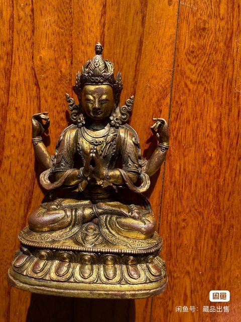 古玩銅器銅四臂觀音真品鑒賞圖