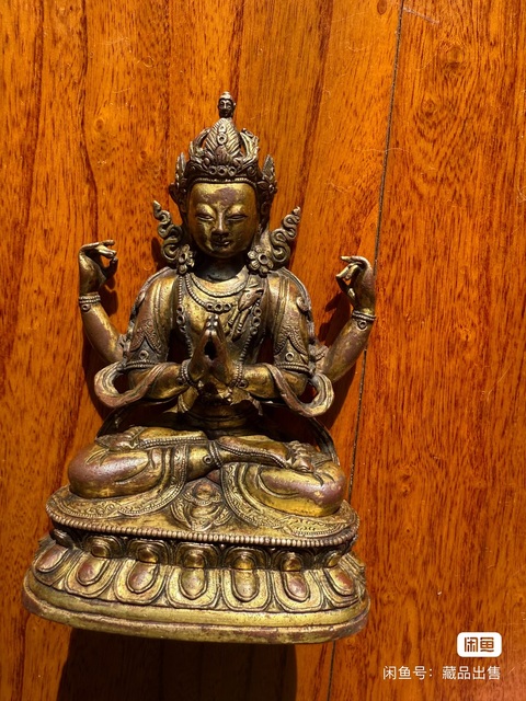 古玩銅器銅四臂觀音真品鑒賞圖