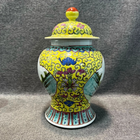 古玩陶瓷人物紋粉彩將軍罐真品鑒賞圖