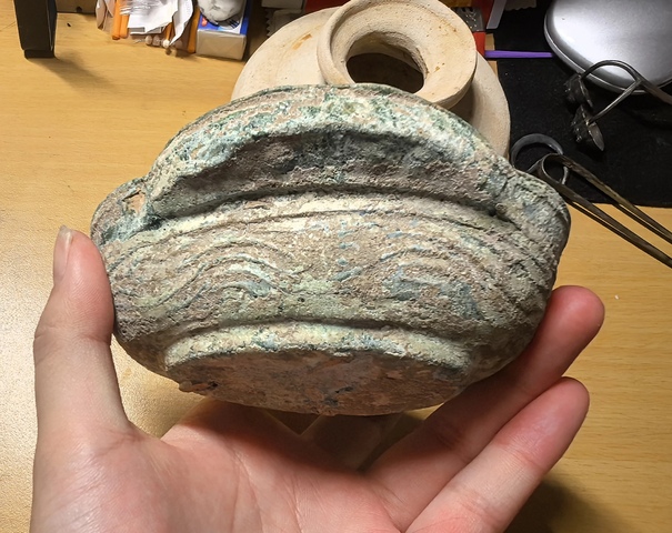 古玩陶瓷綠釉耳杯真品鑒賞圖