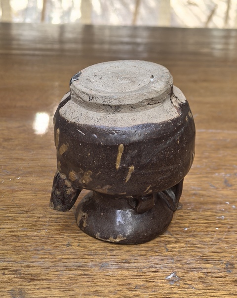 古玩陶瓷吉州窯玳瑁斑紋執壺真品鑒賞圖