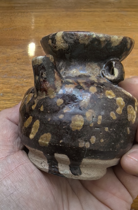 古玩陶瓷吉州窯玳瑁斑紋執壺真品鑒賞圖