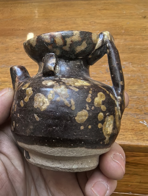 古玩陶瓷吉州窯玳瑁斑紋執壺真品鑒賞圖