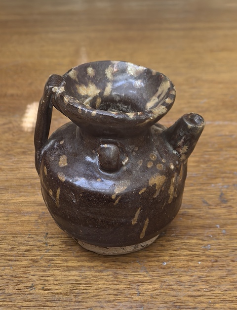 古玩陶瓷吉州窯玳瑁斑紋執壺真品鑒賞圖