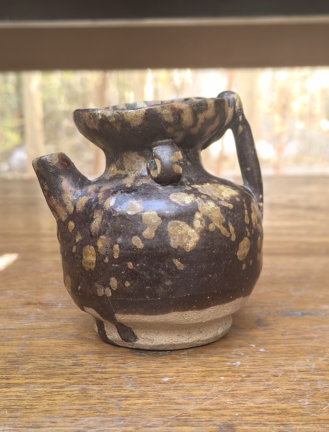 古玩陶瓷吉州窯玳瑁斑紋執壺真品鑒賞圖