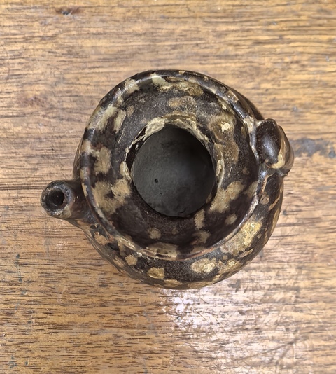 古玩陶瓷吉州窯玳瑁斑紋執壺真品鑒賞圖