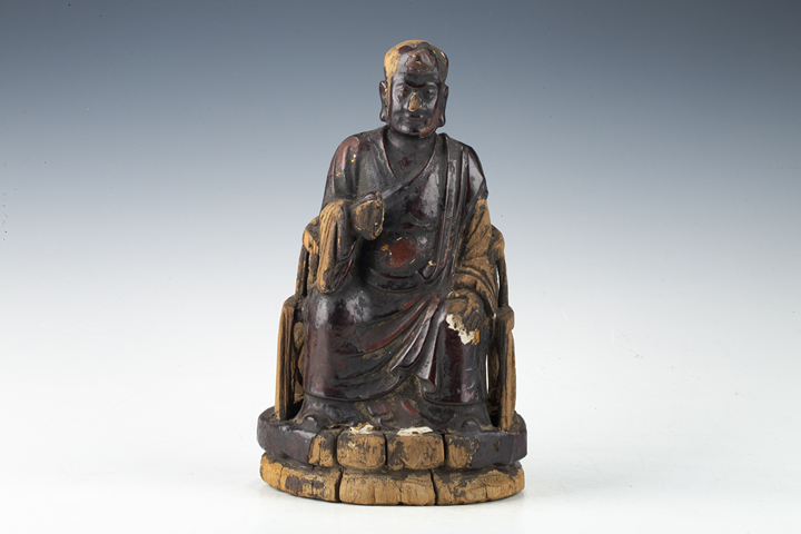 古玩陶瓷清·木雕羅漢坐像真品鑒賞圖