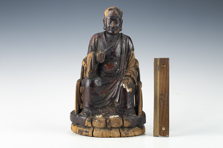 古玩陶瓷清·木雕羅漢坐像真品鑒賞圖