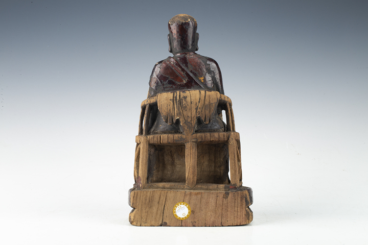 古玩陶瓷清·木雕羅漢坐像真品鑒賞圖