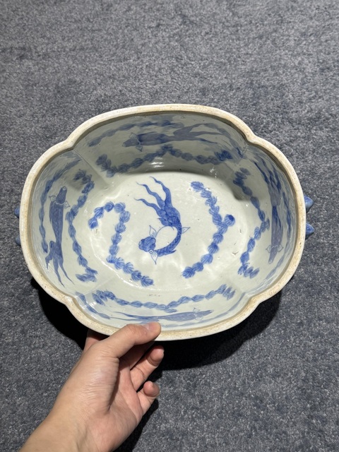 古玩陶瓷青花人物紋神龕恭盒真品鑒賞圖