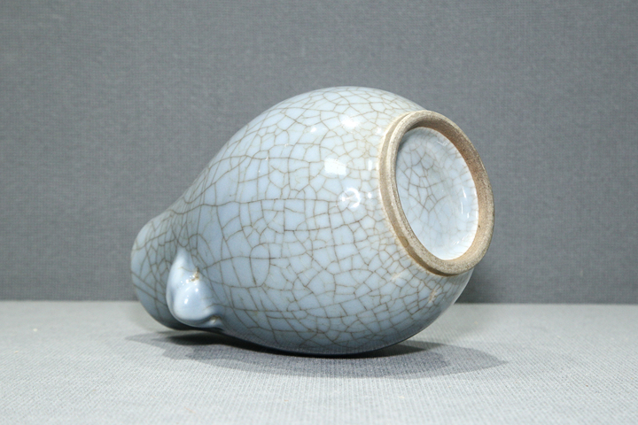 古玩陶瓷清晚期·天藍釉哥釉獸耳尊真品鑒賞圖