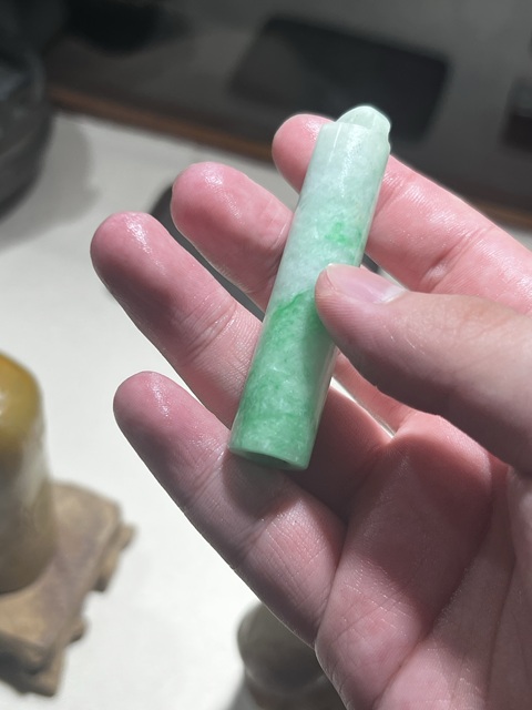 古玩玉器翡翠雕“素紋翎管”真品鑒賞圖