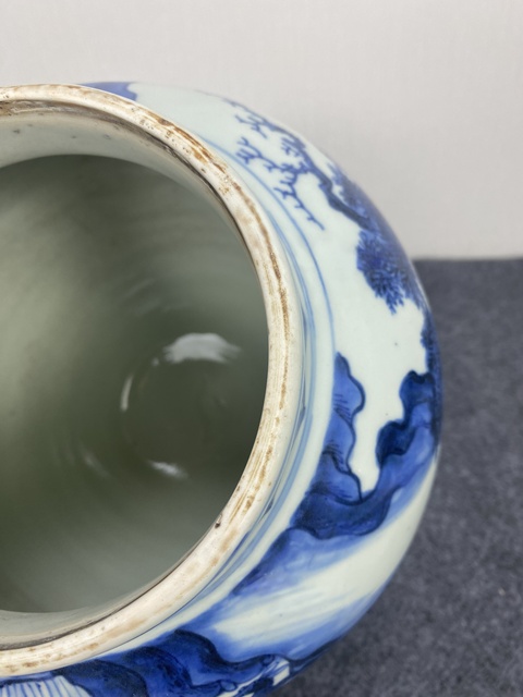 古玩陶瓷青花百鹿圖蓮子罐真品鑒賞圖