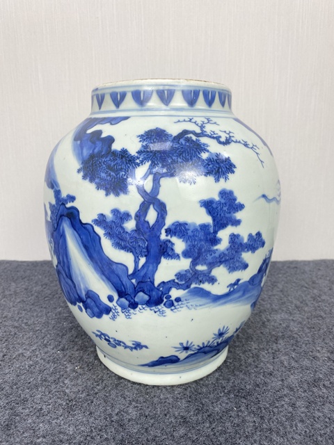 古玩陶瓷青花百鹿圖蓮子罐真品鑒賞圖