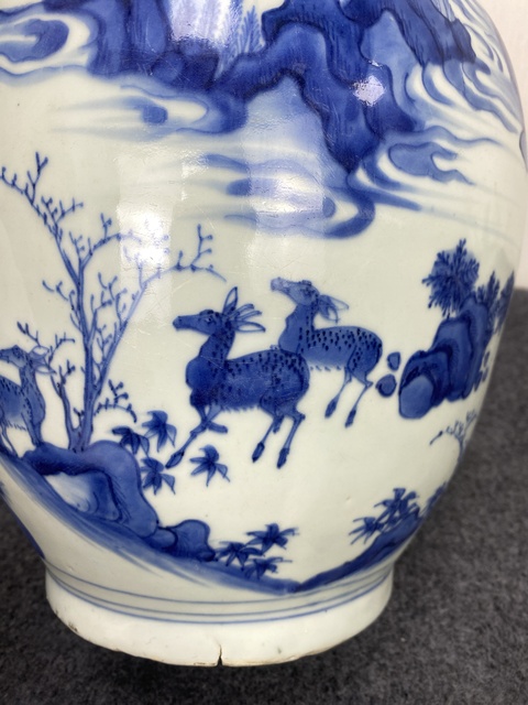 古玩陶瓷青花百鹿圖蓮子罐真品鑒賞圖