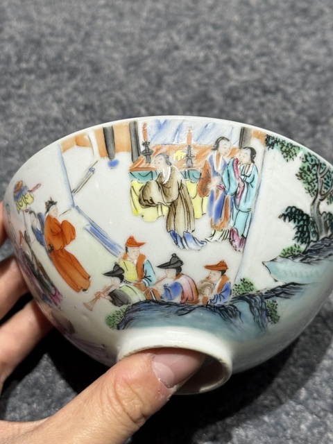 古玩陶瓷人物紋粉彩碗真品鑒賞圖