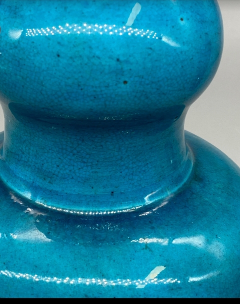 古玩陶瓷孔雀藍釉葫蘆瓶真品鑒賞圖