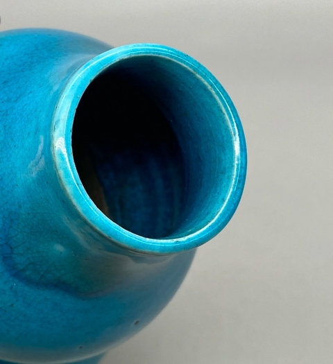 古玩陶瓷孔雀藍釉葫蘆瓶真品鑒賞圖