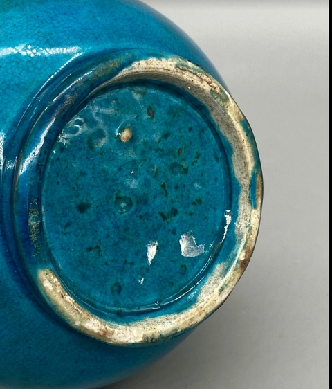 古玩陶瓷孔雀藍釉葫蘆瓶真品鑒賞圖