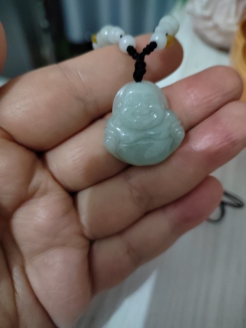 古玩玉器天然翡翠“佛公”掛件真品鑒賞圖