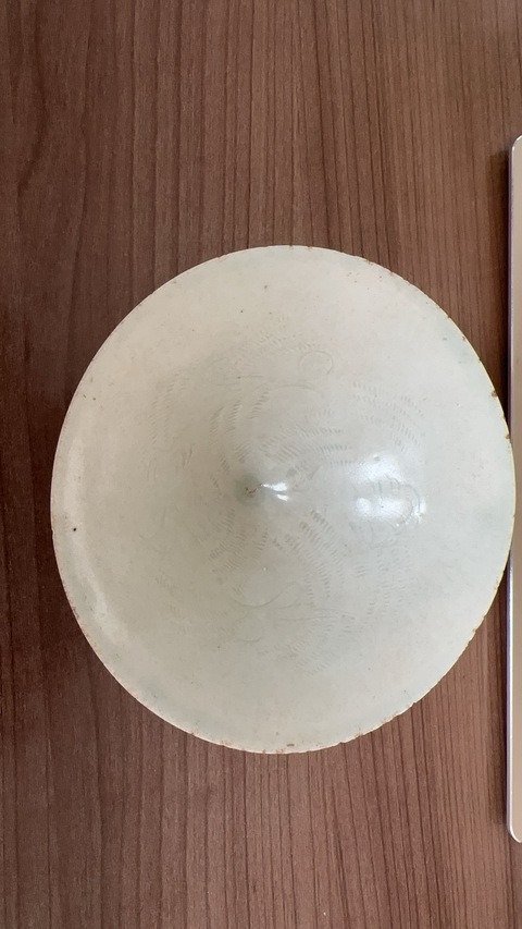 古玩陶瓷青白釉劃花斗箕盞真品鑒賞圖