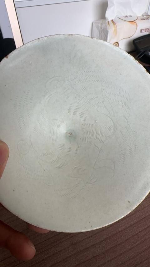 古玩陶瓷青白釉劃花斗箕盞真品鑒賞圖