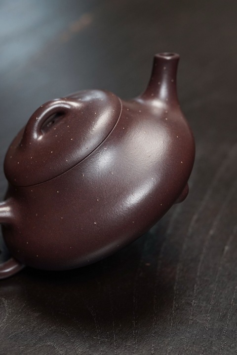 古玩雜項憨瓢紫砂壺【大師壺】【顧景舟大師高徒李昌鴻】真品鑒賞圖