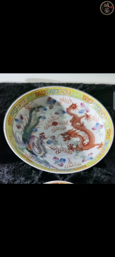 古玩陶瓷民國細(xì)路粉彩龍鳳紋盤真品鑒賞圖