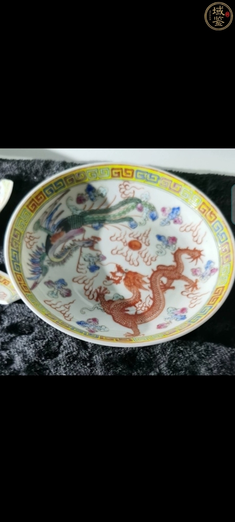 古玩陶瓷民國細(xì)路粉彩龍鳳紋盤真品鑒賞圖
