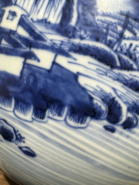 古玩陶瓷青花山水紋罐真品鑒賞圖