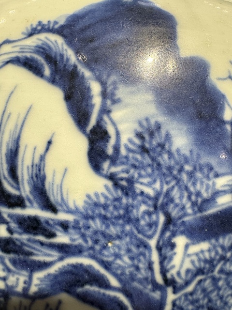 古玩陶瓷青花山水紋罐真品鑒賞圖