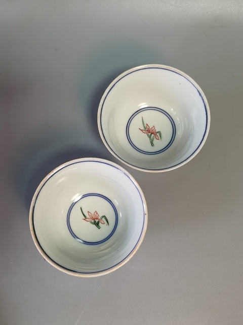 古玩陶瓷民國青花五彩團龍對杯拍賣，當前價格1080元