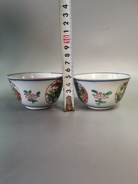 古玩陶瓷民國青花五彩團龍對杯拍賣，當前價格1080元