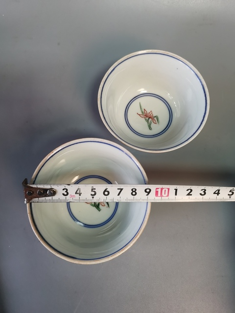 古玩陶瓷民國青花五彩團龍對杯拍賣，當前價格1080元