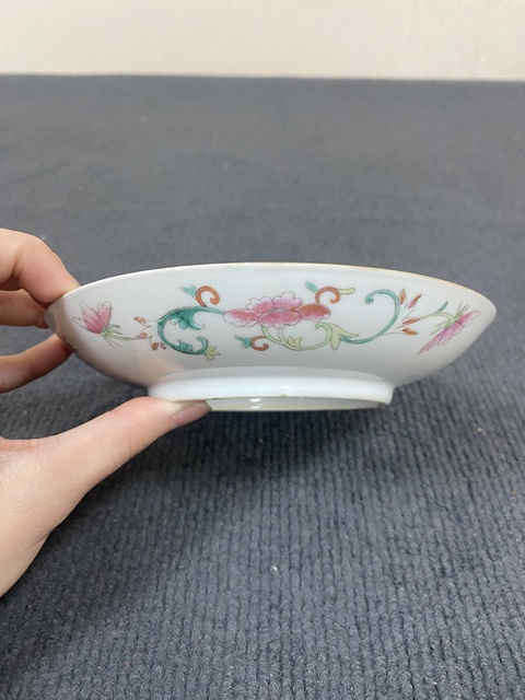 古玩陶瓷清光緒 粉彩福字紋盤真品鑒賞圖