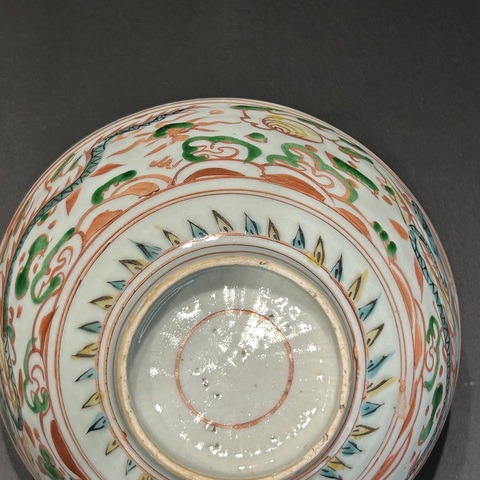 古玩陶瓷后加彩龍紋碗真品鑒賞圖