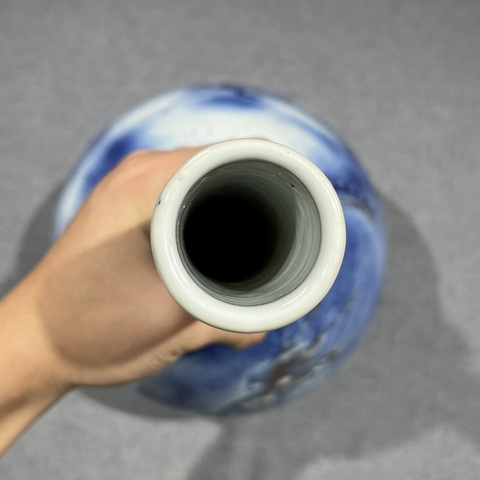 古玩陶瓷吹藍釉青花釉里紅龍紋錐把瓶真品鑒賞圖